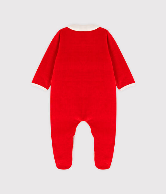 Babies' Velour Neck Sleepsuit TERKUIT red