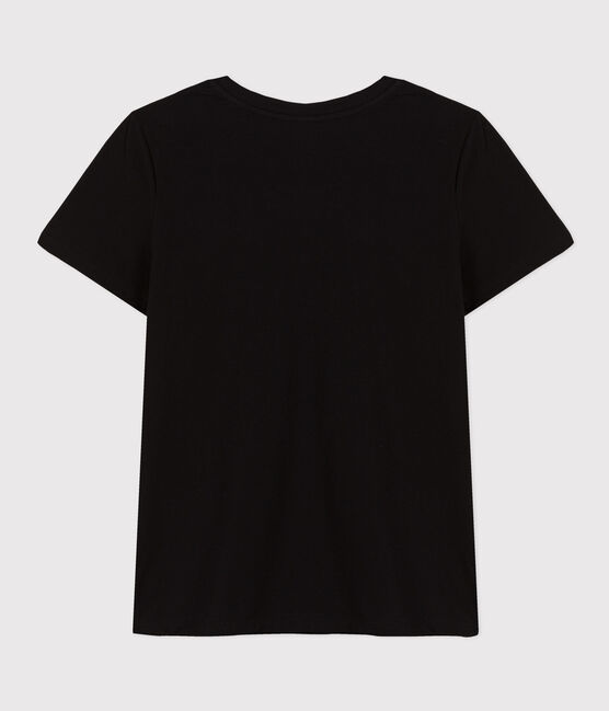 Women's short-sleeved, round-necked Straight T-shirt in fine jersey BLACK black