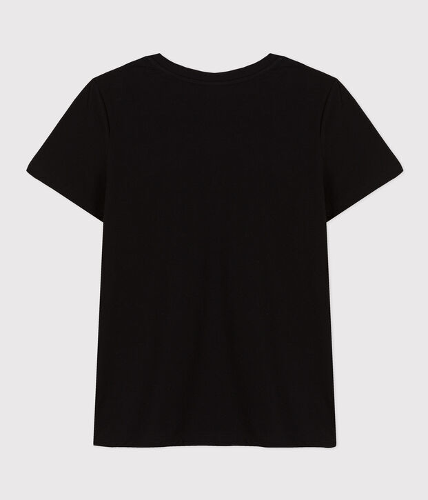 Women's short-sleeved, round-necked Straight T-shirt in fine jersey black