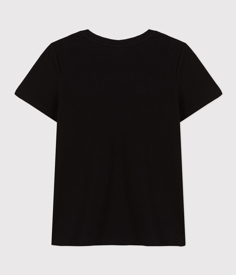 Women's short-sleeved, round-necked Straight T-shirt in fine jersey black