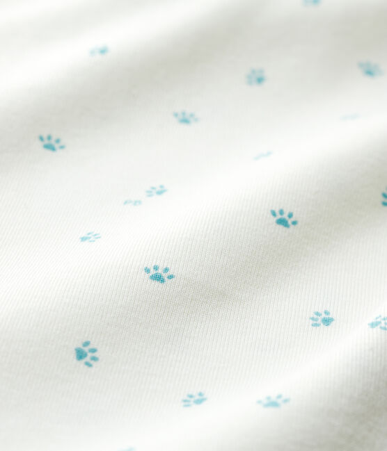 Babies' Paw Print Short-Sleeved Bodysuit MARSHMALLOW white/MISTIGRI white