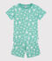 Children's short printed cotton pyjamas ALOEVERA green/MARSHMALLOW white