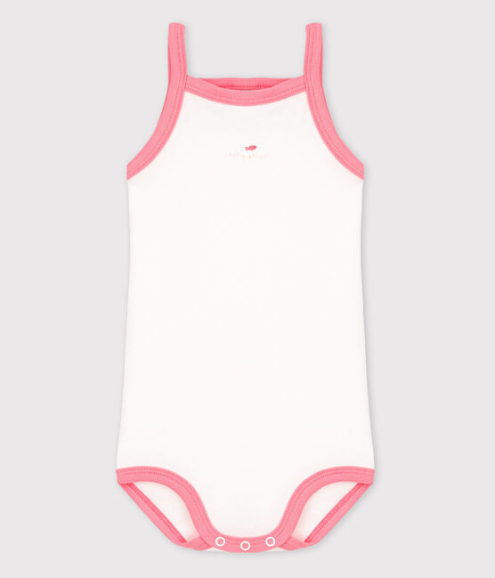Baby Girls' Bodysuit with Straps ECUME white/GRETEL pink