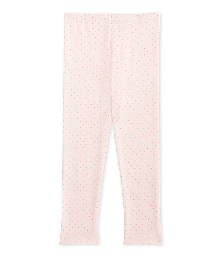 Girl's long johns in wool and cotton pink/pink