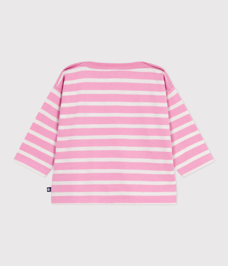 Babies' cotton Breton top BOUDOIR pink/MILK