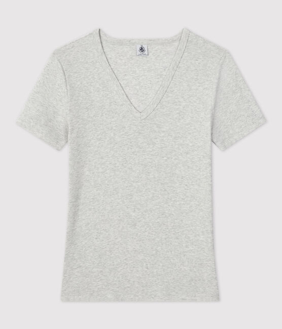 Women's Iconic Cotton V-Neck T-Shirt BELUGA CHINE grey