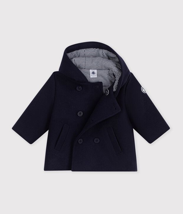Babies' pea coat in plain woollen broadcloth SMOKING