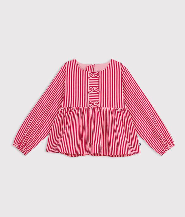 Children's long-sleeved stripy cotton blouse pink/pink