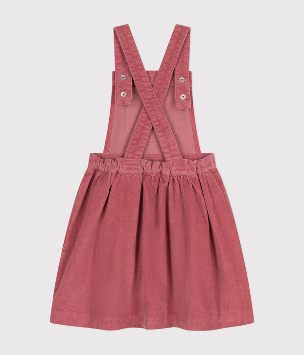 Girls' corduroy dungaree dress pink