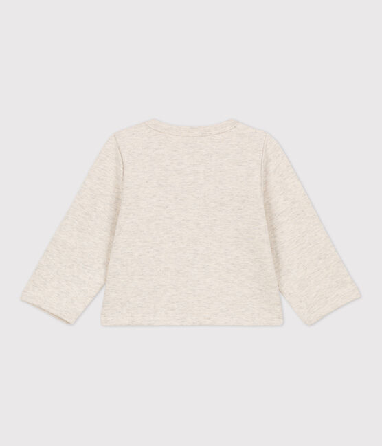 Babies' Plain Thick Jersey Cardigan MONTELIMAR CHINE beige