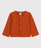 Babies' Plain Thick Jersey Cardigan RUSTY brown