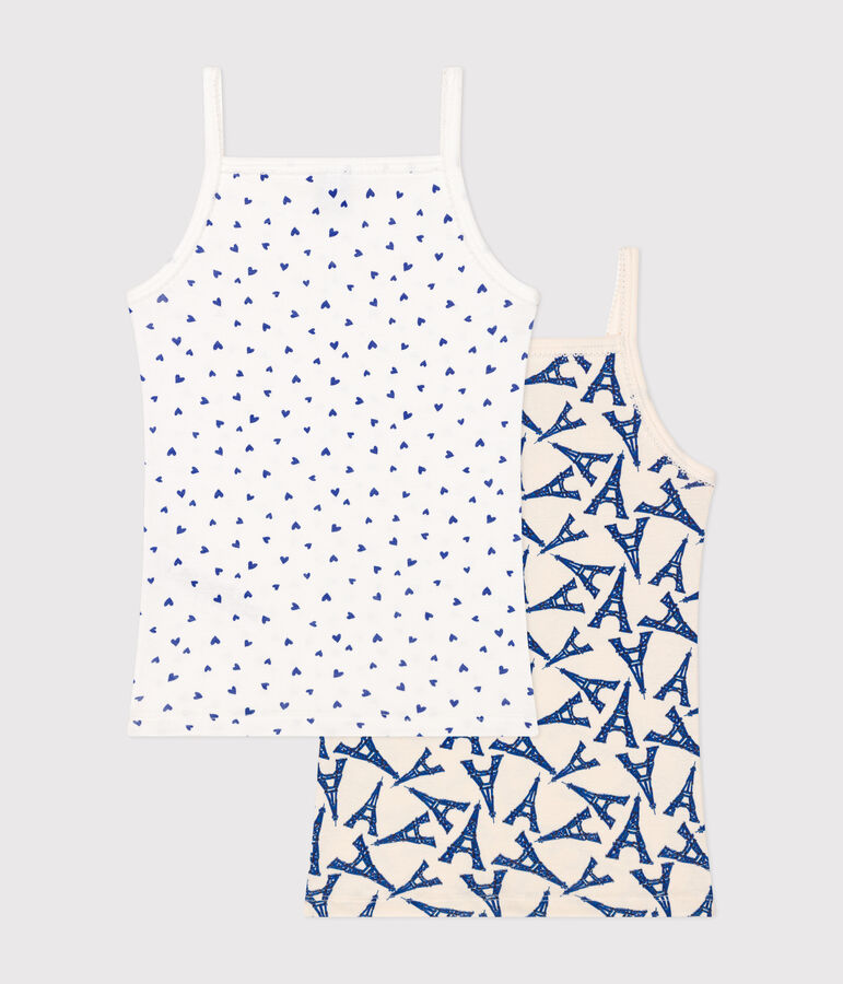 Children's cotton Paris tank tops with fine straps - 2-pack multicolor