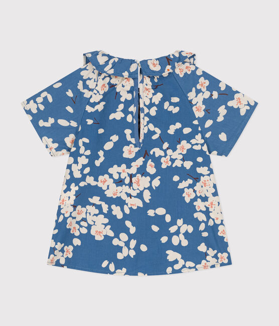 Babies' Short-Sleeved Poplin Blouse BEACH blue/MULTICO