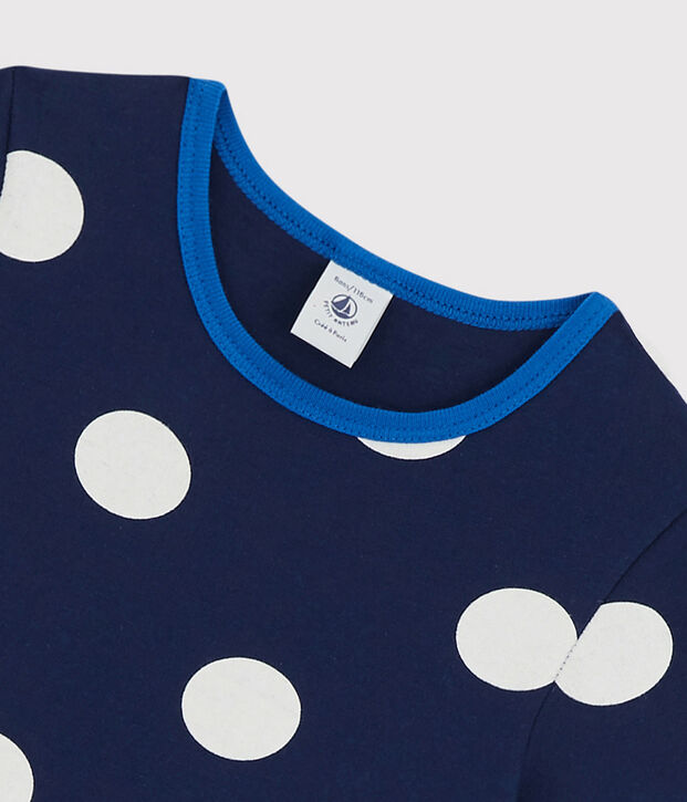 Girls' Short-Sleeved Cotton Dress blue/white