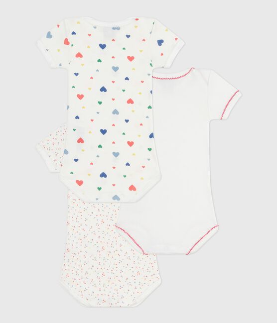 Pack of short-sleeved heart-print cotton bodies for babies variante 1
