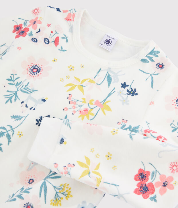 Girls' Floral Velour Pyjamas white/multicolor