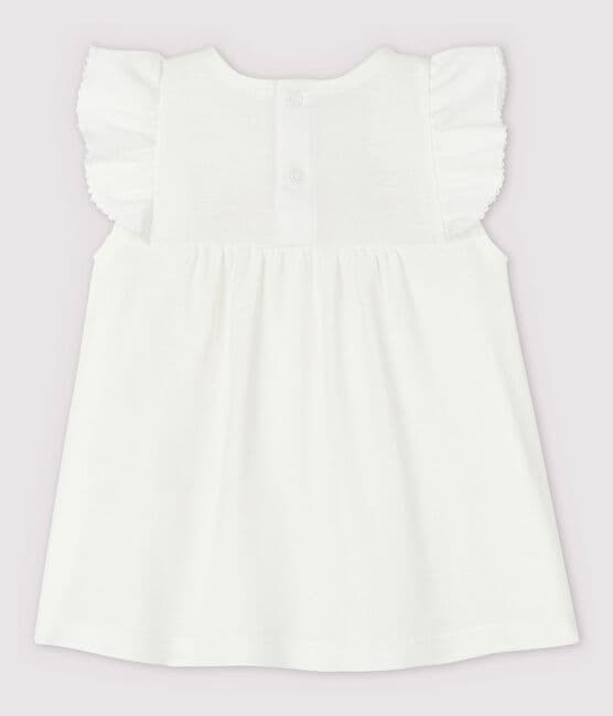 Baby Girls' Short-Sleeved Cotton Blouse MARSHMALLOW white