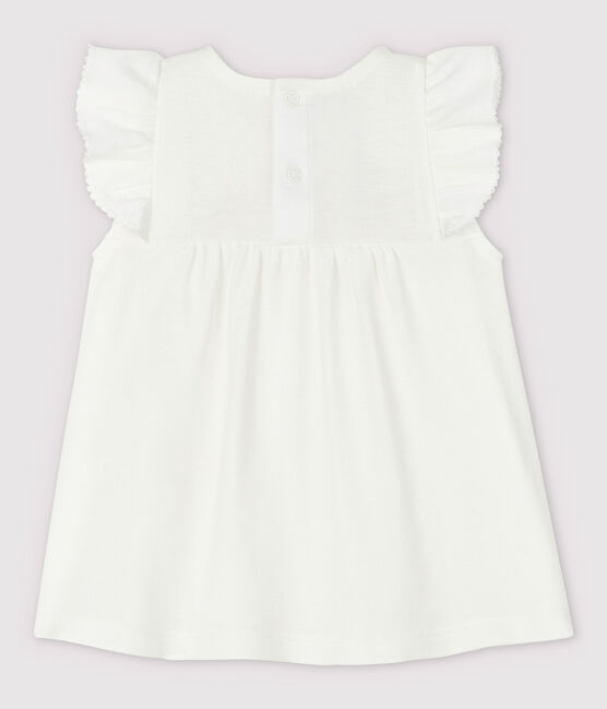 Baby Girls' Short-Sleeved Cotton Blouse MARSHMALLOW white