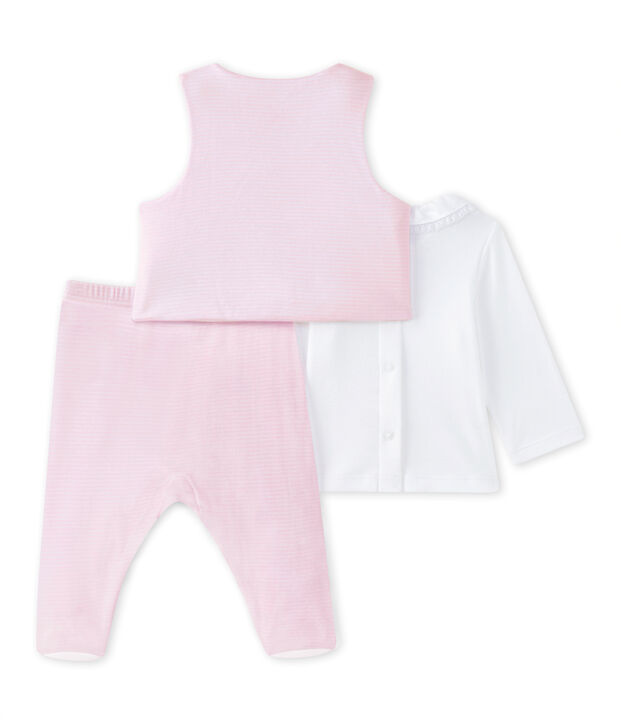 Baby girls' 3-piece set white/pink