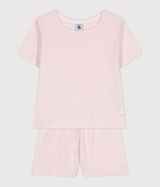 Children's short cotton pyjamas FLEUR pink