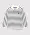 Boys' Striped Long-Sleeved Cotton Polo Shirt white/blue