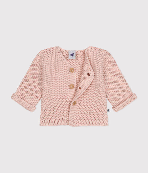 Babies' Moss Stitch Knit Cardigan pink