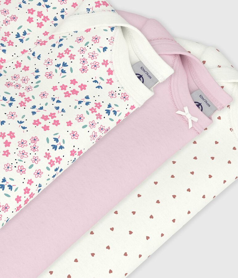 Pack of babies' short-sleeved floral print cotton bodies variante 1