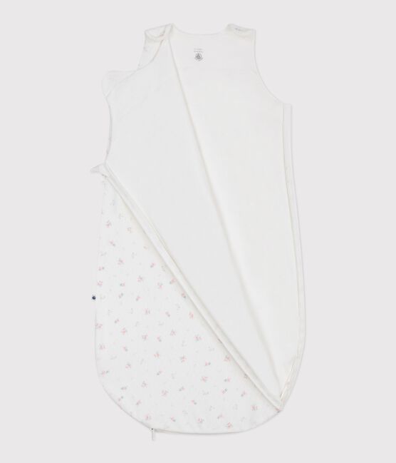 Babies' 0.5 TOG floral cotton sleeping bag MARSHMALLOW white/MULTICO white