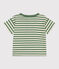 Babies' short-sleeved stripy cotton T-shirt PALMERAIE green/AVALANCHE