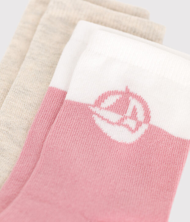 Pairs of girls' logo cotton socks - 2-pack multicolor
