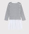 Girl's Long-sleeved Dress MARSHMALLOW white/SMOKING ARGENT BRILLANT