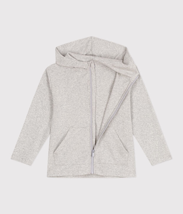 Children's plain cotton zip-up hoodie BELUGA CHINE