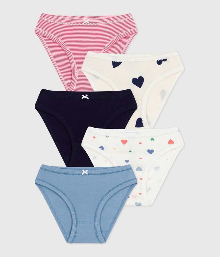 Pack of children's heart-print cotton pants multicolor