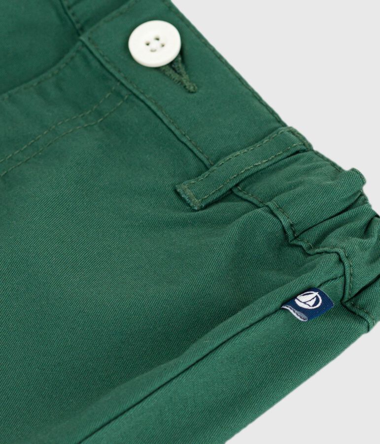Babies' plain cotton twill shorts green