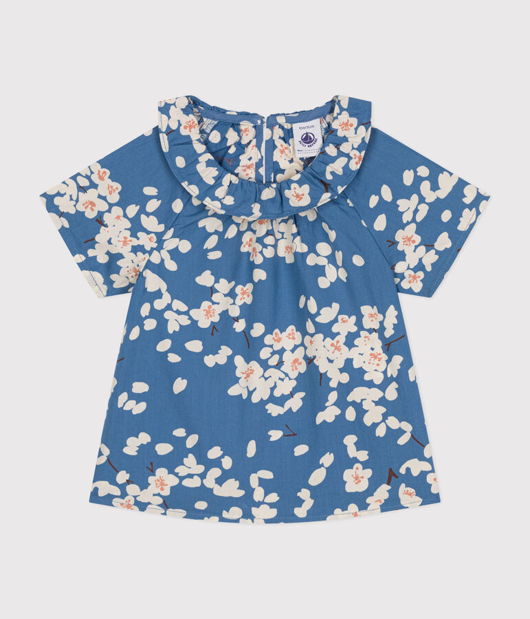 Babies' Short-Sleeved Poplin Blouse blue/multicolor
