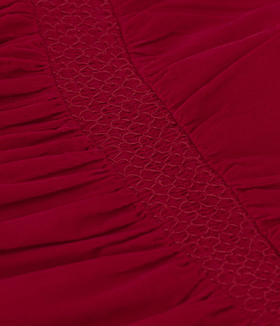 Girls' long-sleeved dress in plain velvet CORRIDA red
