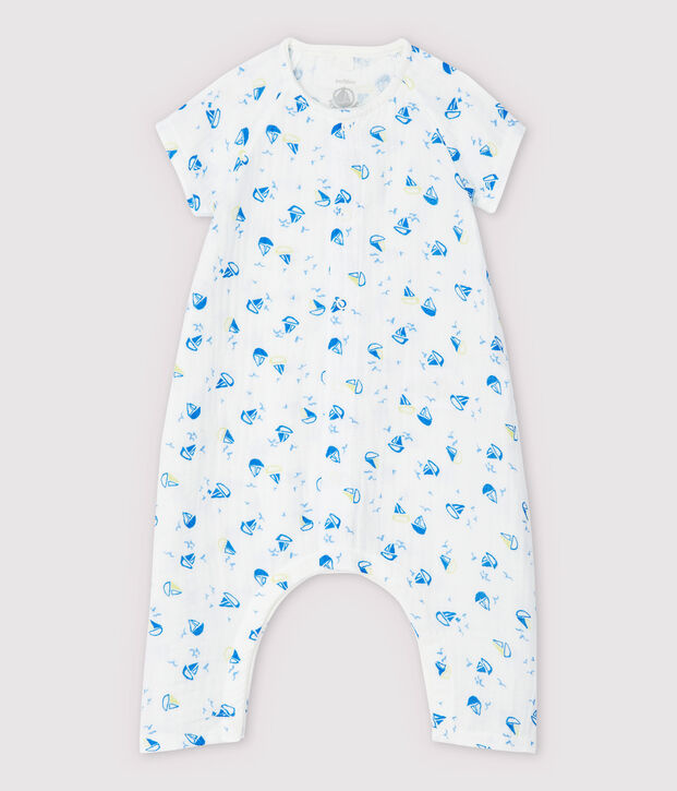 Babies' Boat Pattern Organic Cotton Easy-Care Jumpsuit white/multicolor