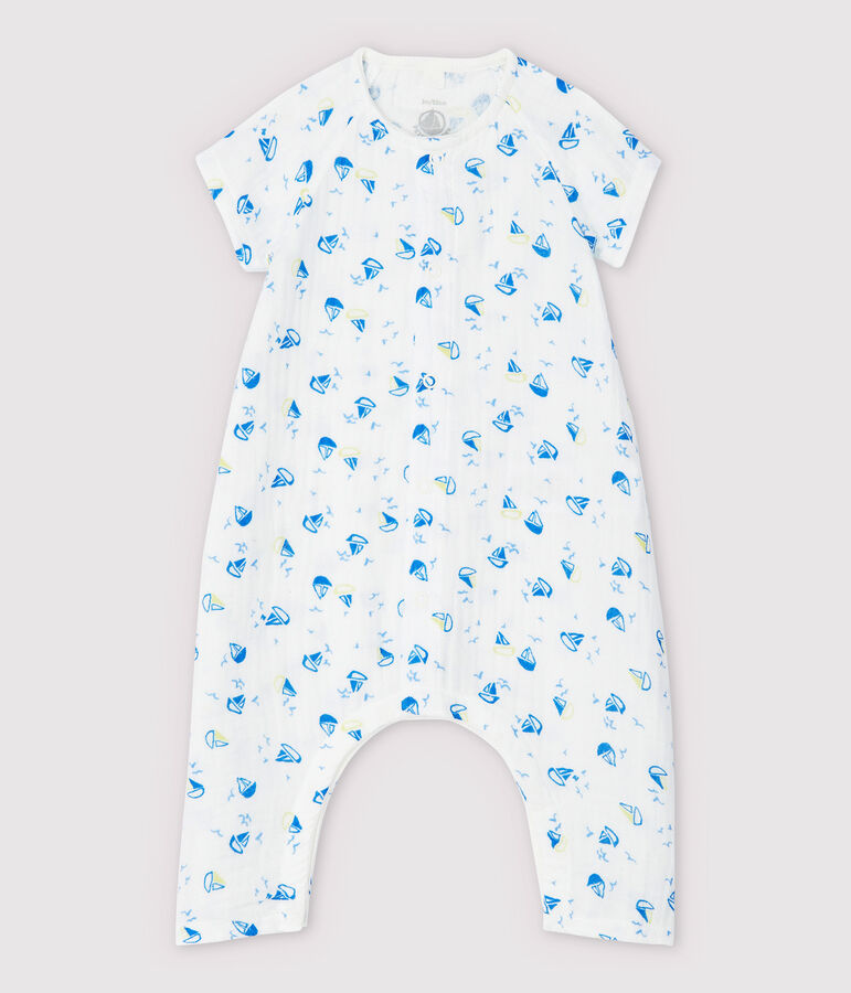 Babies' Boat Pattern Organic Cotton Easy-Care Jumpsuit white/multicolor