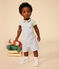 Babies' Seersucker Dungaree Shorts GAULOISE /MARSHMALLOW