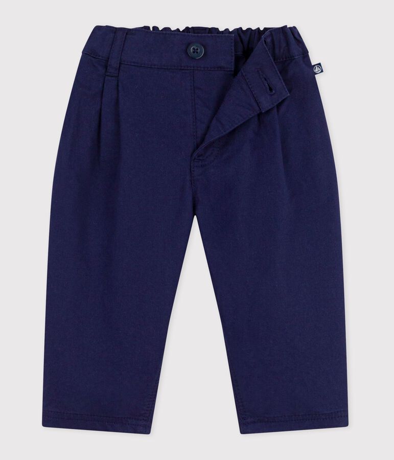Babies' plain twill trousers SOIR blue