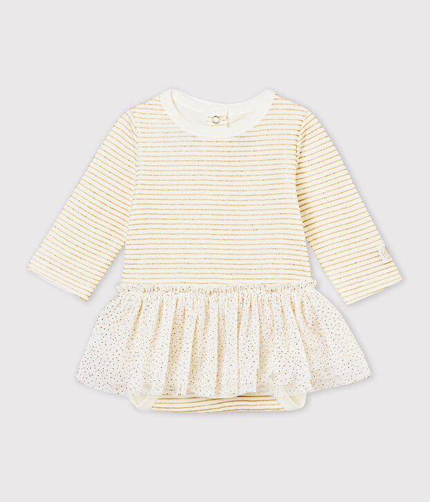 Baby girls' bodysuit dress white/yellow