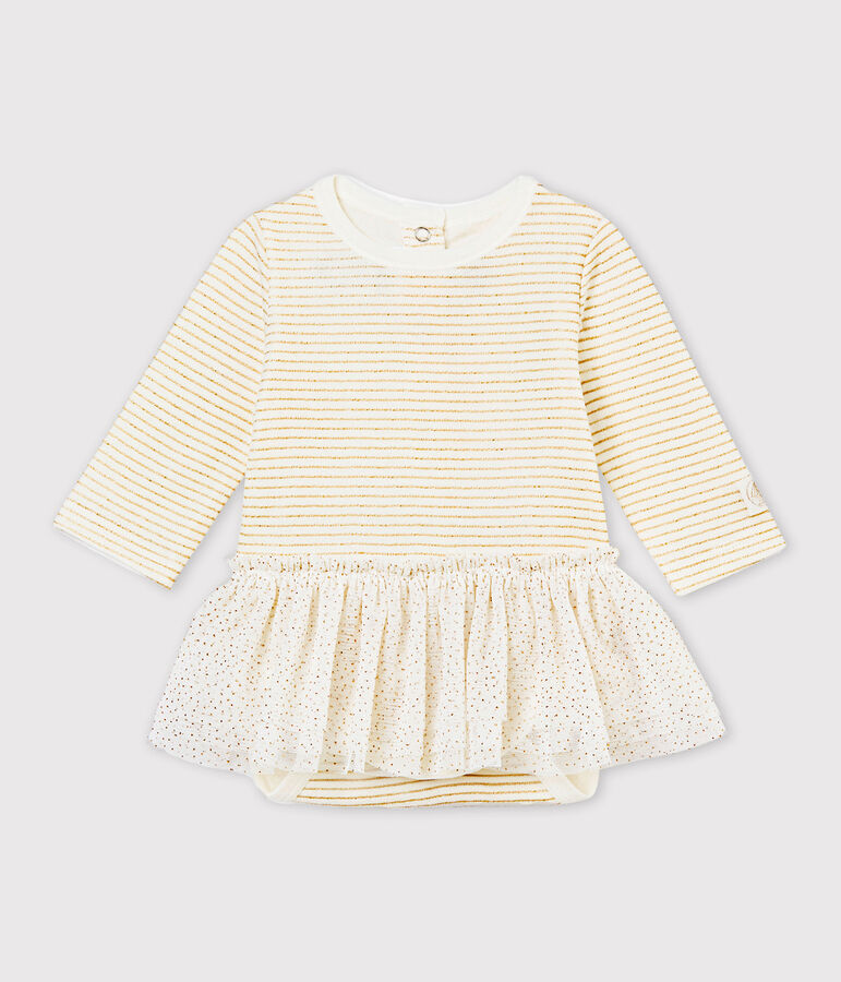 Baby girls' bodysuit dress white/yellow