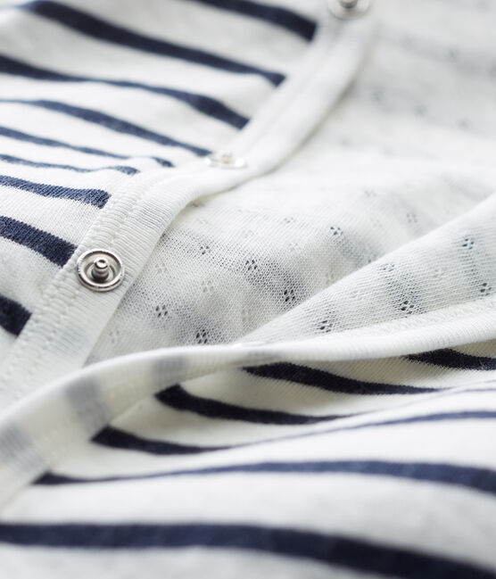 Unisex Babies' Tube-Knit Footless Sleepsuit MARSHMALLOW white/SMOKING blue