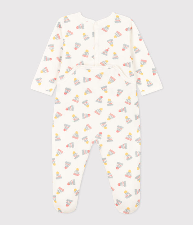 Babies' Bonnet Patterned Fleece Pyjamas white/multicolor