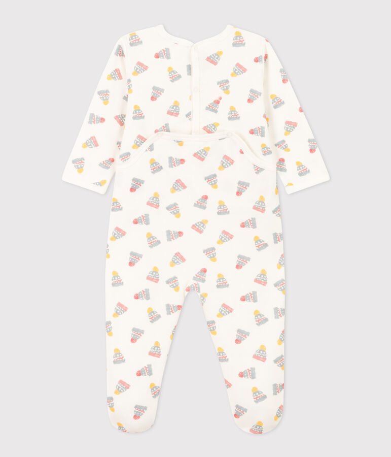 Babies' Bonnet Patterned Fleece Pyjamas white/multicolor