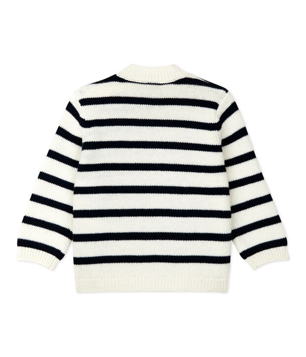 Babies' Wool/Cotton Jumper white/blue