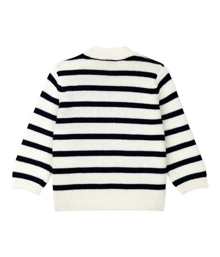 Babies' Wool/Cotton Jumper white/blue