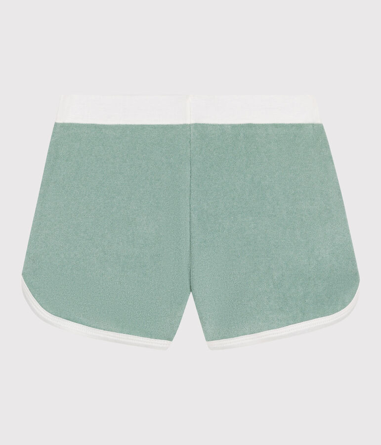 Children's plain cotton terry shorts green