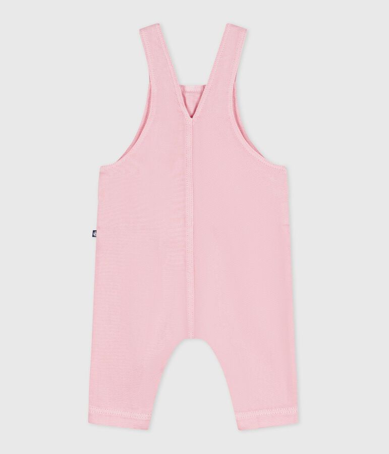 Babies' long-leg dungarees in plain cotton pink