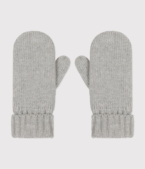 Children's knitted polar fleece-lined mittens CHATON CHINE grey